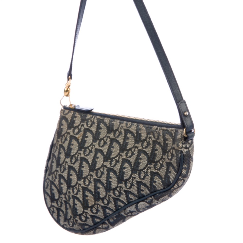 Christian Dior Mini denim monogram saddle bag
